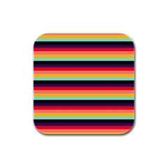 Contrast Rainbow Stripes Rubber Square Coaster (4 Pack)  by tmsartbazaar