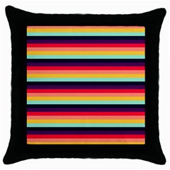 Contrast Rainbow Stripes Throw Pillow Case (black) by tmsartbazaar