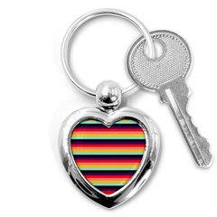 Contrast Rainbow Stripes Key Chain (heart) by tmsartbazaar