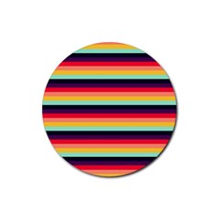 Contrast Rainbow Stripes Rubber Round Coaster (4 Pack)  by tmsartbazaar