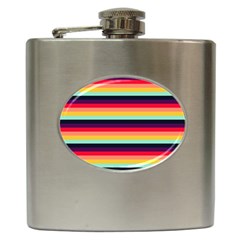 Contrast Rainbow Stripes Hip Flask (6 Oz) by tmsartbazaar