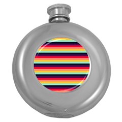 Contrast Rainbow Stripes Round Hip Flask (5 Oz) by tmsartbazaar