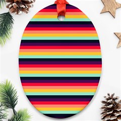 Contrast Rainbow Stripes Oval Ornament (two Sides) by tmsartbazaar