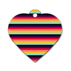 Contrast Rainbow Stripes Dog Tag Heart (one Side) by tmsartbazaar