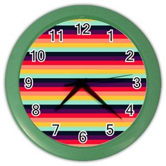 Contrast Rainbow Stripes Color Wall Clock by tmsartbazaar