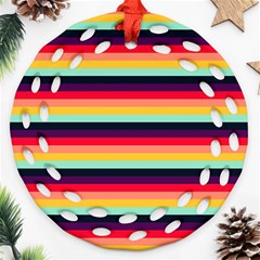 Contrast Rainbow Stripes Ornament (round Filigree) by tmsartbazaar