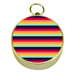 Contrast Rainbow Stripes Gold Compasses by tmsartbazaar