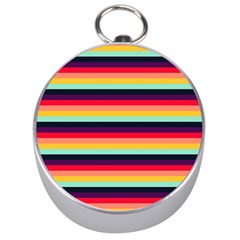 Contrast Rainbow Stripes Silver Compasses by tmsartbazaar