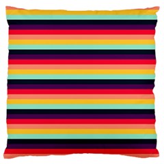 Contrast Rainbow Stripes Large Flano Cushion Case (two Sides)