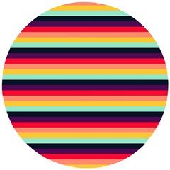 Contrast Rainbow Stripes Wooden Puzzle Round by tmsartbazaar