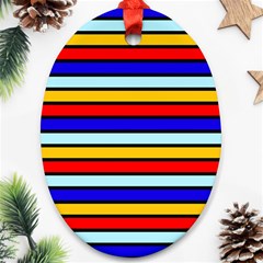 Red And Blue Contrast Yellow Stripes Ornament (oval) by tmsartbazaar