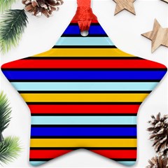 Red And Blue Contrast Yellow Stripes Ornament (star) by tmsartbazaar