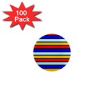 Red And Blue Contrast Yellow Stripes 1  Mini Magnets (100 pack)  Front