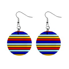 Red And Blue Contrast Yellow Stripes Mini Button Earrings by tmsartbazaar