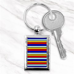 Red And Blue Contrast Yellow Stripes Key Chain (rectangle) by tmsartbazaar