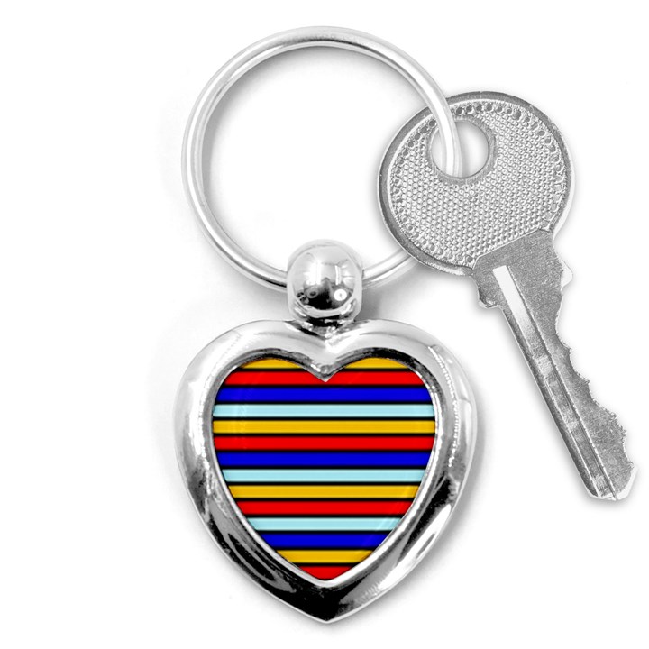 Red And Blue Contrast Yellow Stripes Key Chain (Heart)