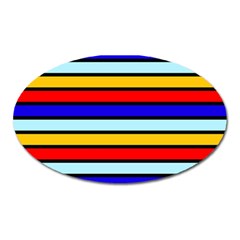 Red And Blue Contrast Yellow Stripes Oval Magnet by tmsartbazaar