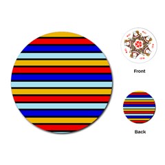 Red And Blue Contrast Yellow Stripes Playing Cards Single Design (round) by tmsartbazaar