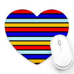 Red And Blue Contrast Yellow Stripes Heart Mousepads by tmsartbazaar