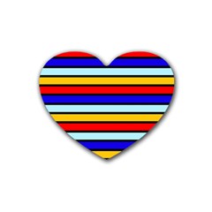 Red And Blue Contrast Yellow Stripes Heart Coaster (4 Pack)  by tmsartbazaar