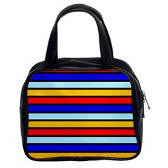 Red And Blue Contrast Yellow Stripes Classic Handbag (two Sides) by tmsartbazaar