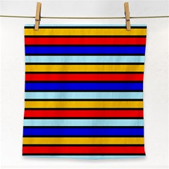 Red And Blue Contrast Yellow Stripes Face Towel by tmsartbazaar