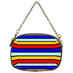 Red And Blue Contrast Yellow Stripes Chain Purse (one Side) by tmsartbazaar