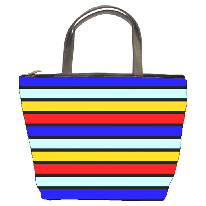 Red And Blue Contrast Yellow Stripes Bucket Bag