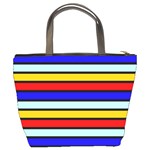 Red And Blue Contrast Yellow Stripes Bucket Bag Back