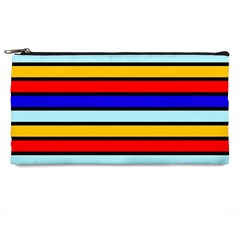 Red And Blue Contrast Yellow Stripes Pencil Case by tmsartbazaar