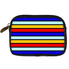 Red And Blue Contrast Yellow Stripes Digital Camera Leather Case by tmsartbazaar