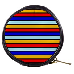 Red And Blue Contrast Yellow Stripes Mini Makeup Bag by tmsartbazaar