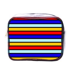 Red And Blue Contrast Yellow Stripes Mini Toiletries Bag (one Side) by tmsartbazaar