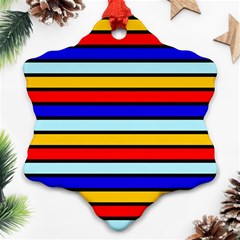 Red And Blue Contrast Yellow Stripes Ornament (snowflake) by tmsartbazaar