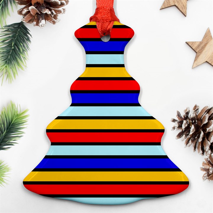 Red And Blue Contrast Yellow Stripes Ornament (Christmas Tree) 