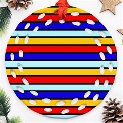 Red And Blue Contrast Yellow Stripes Round Filigree Ornament (two Sides) by tmsartbazaar