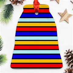 Red And Blue Contrast Yellow Stripes Bell Ornament (two Sides) by tmsartbazaar