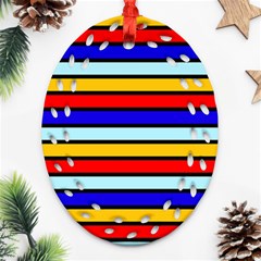 Red And Blue Contrast Yellow Stripes Ornament (oval Filigree) by tmsartbazaar