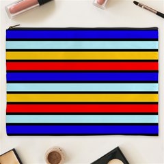 Red And Blue Contrast Yellow Stripes Cosmetic Bag (xxxl) by tmsartbazaar