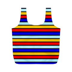 Red And Blue Contrast Yellow Stripes Full Print Recycle Bag (m) by tmsartbazaar