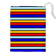 Red And Blue Contrast Yellow Stripes Drawstring Pouch (4xl) by tmsartbazaar