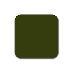 Army Green Solid Color Rubber Square Coaster (4 Pack)  by SpinnyChairDesigns