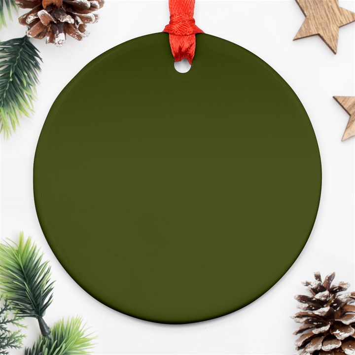 Army Green Solid Color Round Ornament (Two Sides)