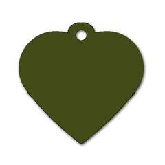 Army Green Solid Color Dog Tag Heart (two Sides) by SpinnyChairDesigns