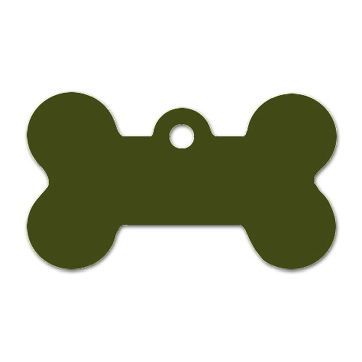 Army Green Solid Color Dog Tag Bone (One Side)