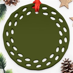 Army Green Solid Color Ornament (round Filigree) by SpinnyChairDesigns