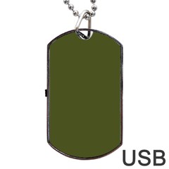 Army Green Solid Color Dog Tag Usb Flash (one Side) by SpinnyChairDesigns