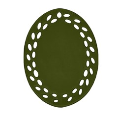 Army Green Solid Color Oval Filigree Ornament (two Sides) by SpinnyChairDesigns