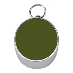 Army Green Solid Color Mini Silver Compasses by SpinnyChairDesigns