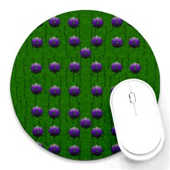 Power To The Big Flowers Festive Round Mousepads by pepitasart